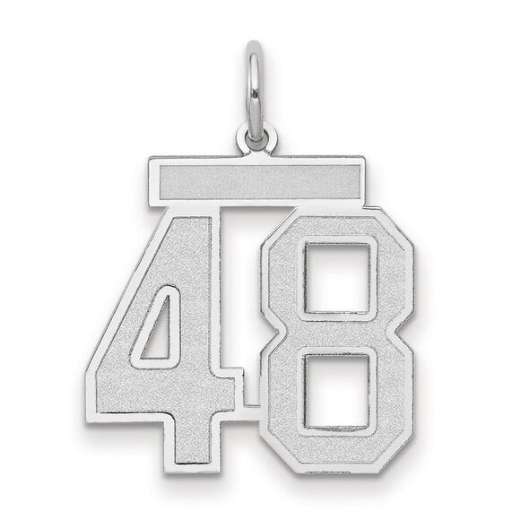 14k White Gold, Jersey Collection, Medium Number 48 Pendant